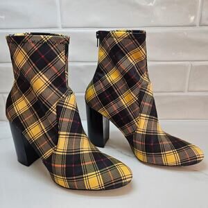 ALDO Yellow Plaid Stretch Ankle Boots - Size 8M 90s/Y2K vibes
